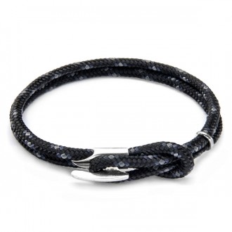 Black Padstow Silver and Rope Bracelet