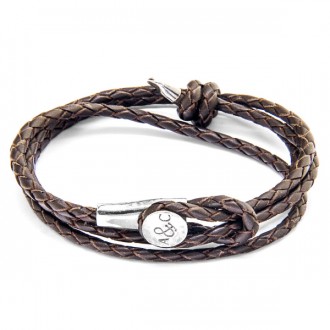 Dark Brown Dundee Silver and Leather Bracelet