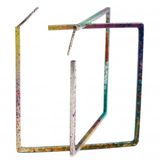 Square Hoops Silver with Coloured Spray Effect
